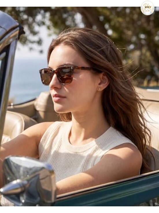 Acetate Polarized Sunglasses for Women UV400 Handcrafted with Leather Case main image 4